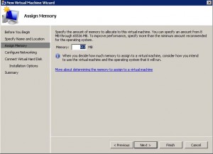 hyper-v wizard - configure memory