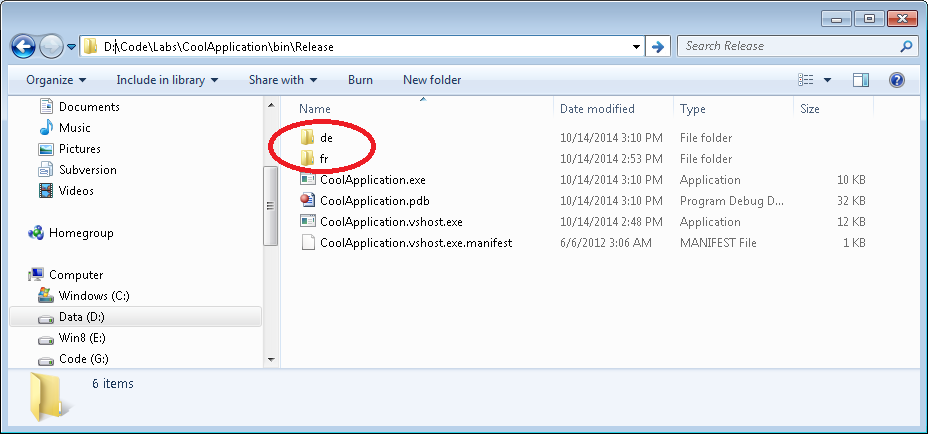 Language folders automatically created during Visual Studio build