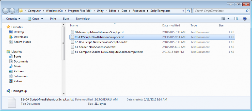 How to update the default behavior script in Unity3D | electrongoo ...